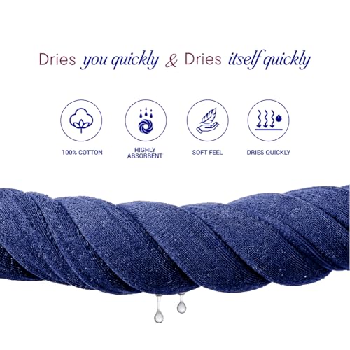 Image of Welspun Arlo Sports Hand Towel Set of 2 | 100% Cotton Gym & Fitness Essential | Soft, Absorbent & Quick Dry Sport Towel | Sweat Control for Workout, Yoga & Travel | 40 x 90 cm | Dark Blue & Magenta