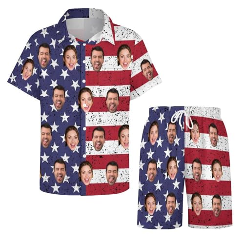 Custom Face Matching Swimsuits for Couples Personalized 2 Piece Set for Men Hawaiian Set Women's Bikini Sets3