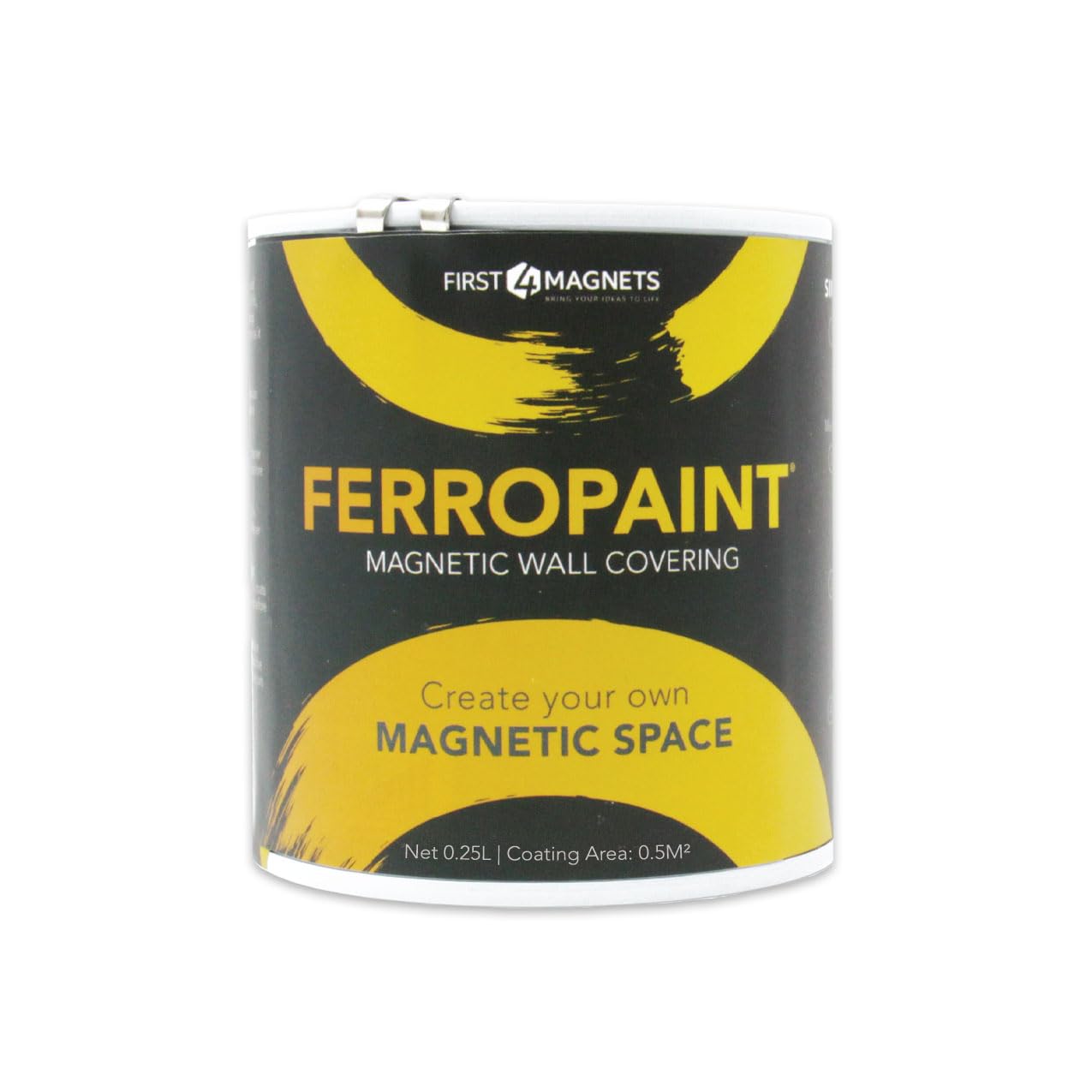 First4magnets Charcoal Ferropaint® Magnetic Paint For Walls, Bedroom, Office, Kitchen, Playroom, Classroom, Diy And Renovation - 0.25 Litres - 2 Tins