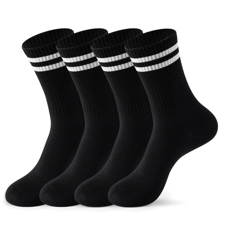 Alegrianan Womens Crew Socks Casual Athletic Cotton Socks 4 Packs Womens Athletic Crew Socks Black