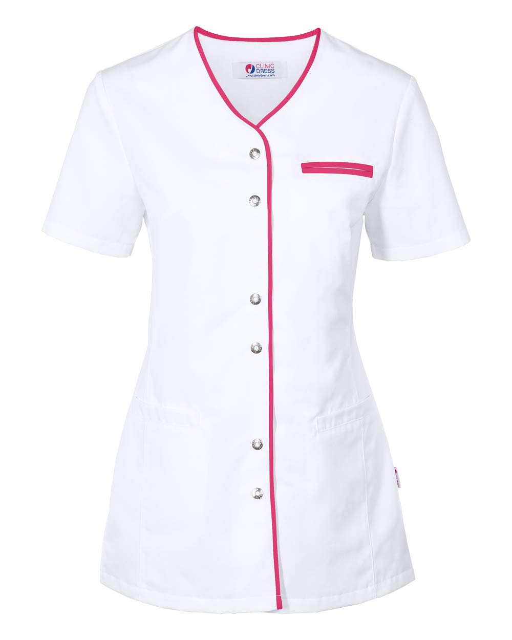 CLINIC DRESS Kasack Damen-Kasack 1/2 Arm V-Ausschnitt mit Brusttasche und 2 Seitentaschen 60 Grad waschbar