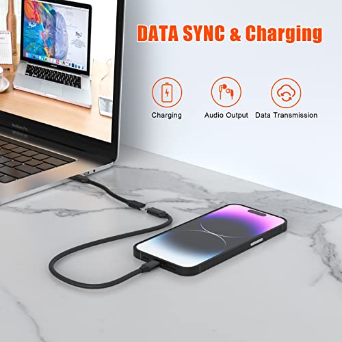 Image of for iPhone Charger Extension Cord,[Apple MFi Certified] Nylon Braided Lightning Extender Dock Cable Male to Female Adapter 3.3FT for iPhone 14 Pro 13 Pro 12 11 X XR 8 7 6 Pass Video,Data,Audio