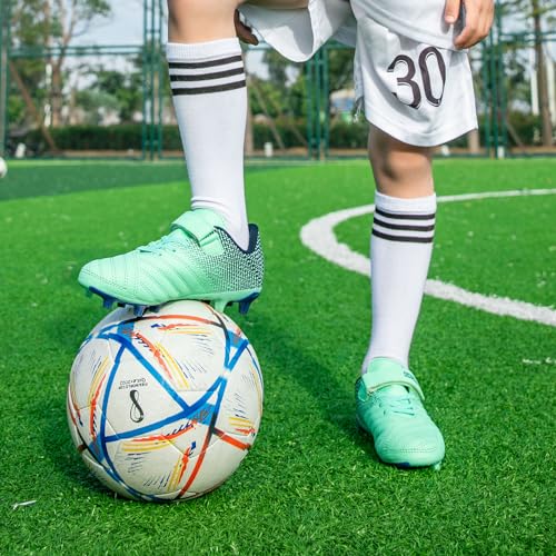 Image of Kids Soccer Cleats Boys Girls Athletic Outdoor Firm Ground Football Shoes