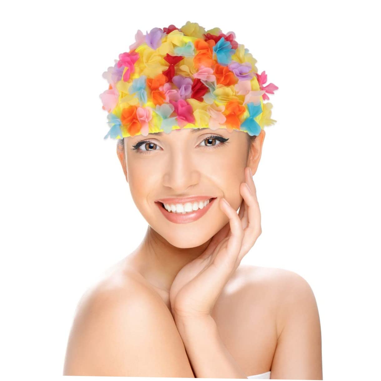 Toddmomy 3piezas Gorro De Natación Femenino Diseño De Flores Cómodo y Transpirable para Natación Piscina o Playa