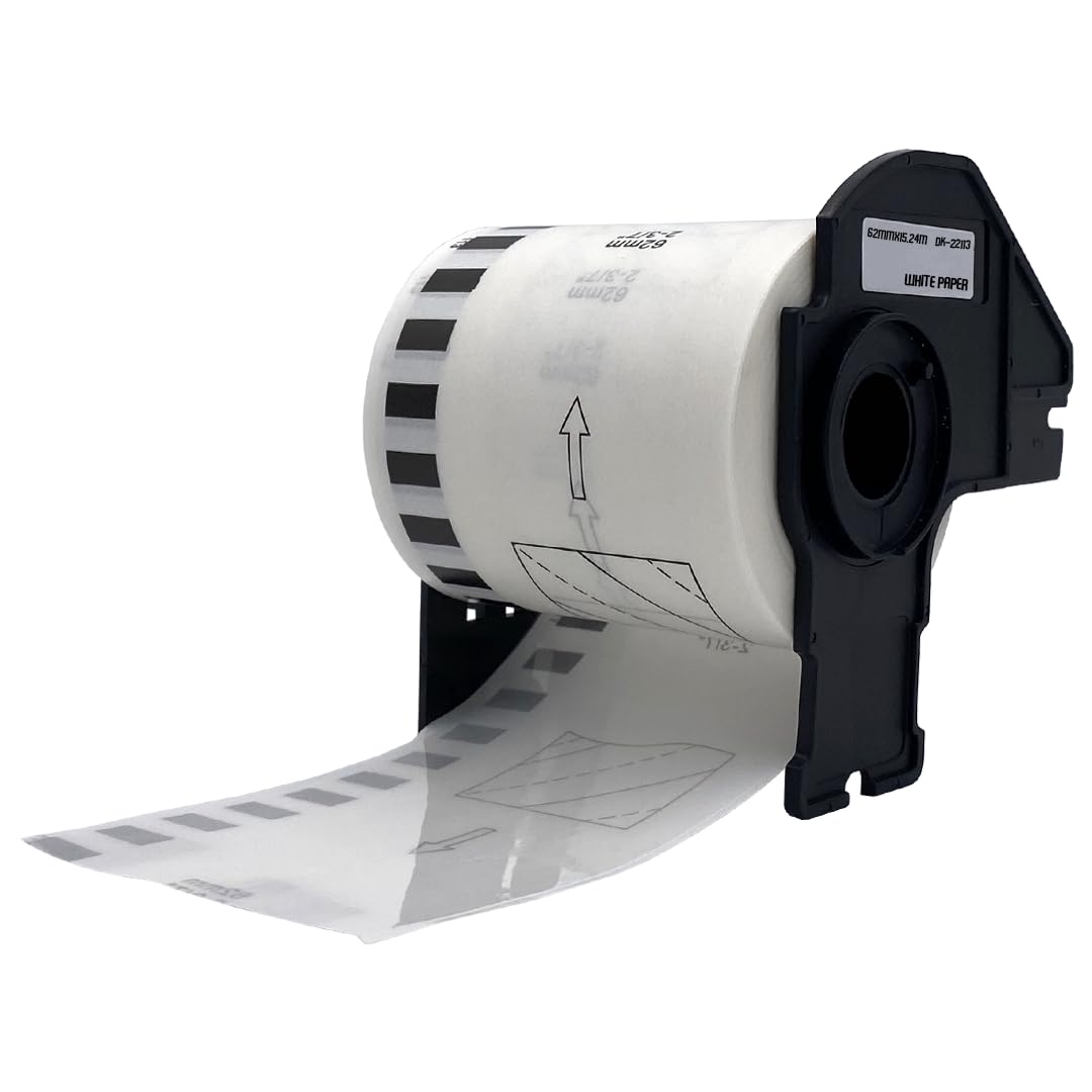 DULA Brother-kompatibel DK-22113, Endlos - Etikettenrolle, 10 Rollen, 62 mm x 15,24 m, Schwarz auf transparent, Filmptape