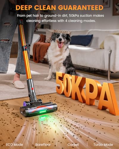 Image of AlloyMove Cordless Vacuum Cleaner, 550W 50KPA 80Mins Self-Standing Cordless Vacuum for Home, With Wall Mount Charging /LED Display /Anti-Tangle Brush Stick Vacuum for Carpet /Pet Hair /Hardwood Floor, A05