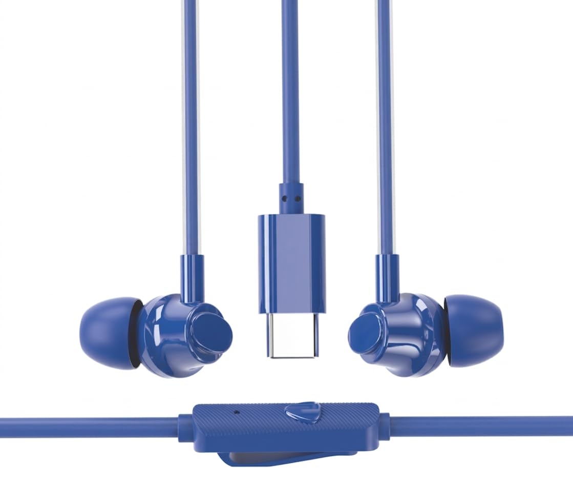 Wired in-Ear Earphones with USB Type-C Connector, Magnetic Buds, Inline Remote, 1.2 Meter Cable, Navy Blue (Navy Blue)-picture-32