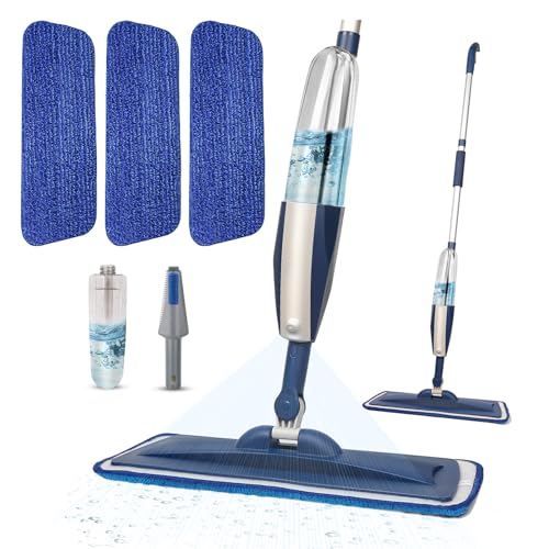 Image of Microfiber Hardwood Floor Spray Mop with 3 Pads & Refillable Bottle | 400+ML refillable bottle, 360 swivel head, wet mopping & dry sweeping for hardwood, tile, laminate and sealed wood floors.