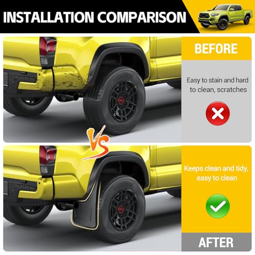 Image of Mud Flaps for 2022 2023 Toyota Tacoma with OEM Fender Flares, No Drill Splash Guards Front & Rear Truck Mud Guards with Hardware Accessories Mudflaps Set(4pcs)