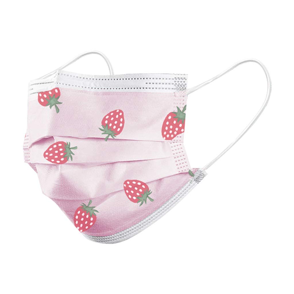 BeAcientBeAcient Unisex Dustproof Windproof Cute Printed Mouth Muffle Mask Suitable for Public Areas (Pink,100 Pieces)