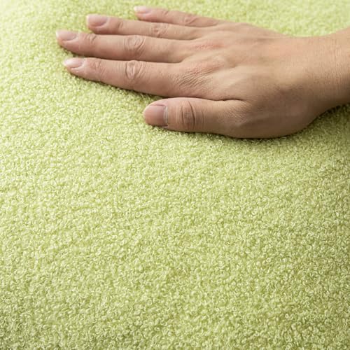 Image of Foindtower Pack of 2, Curly Faux Fur Decorative Throw Pillow Covers Soft Neutral Plush Cushion Case with Zipper Cozy Pillowcase for Home Living Room Couch Bed Sofa 18 x 18 Inch, Grass Green