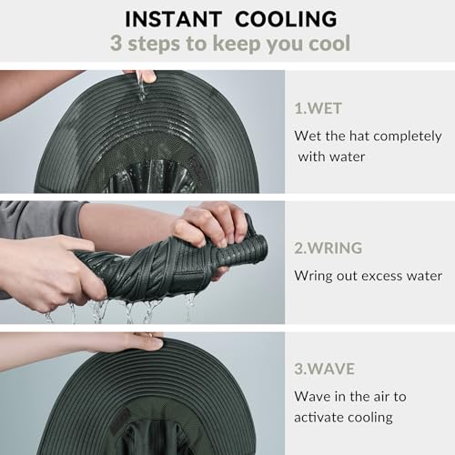 Image of Sukeen Cooling Sun Hat for Men Women UPF50+ Wide Brim Fishing Hat with Neck Flap Adjustable Foldable Bucket Hat for Hiking