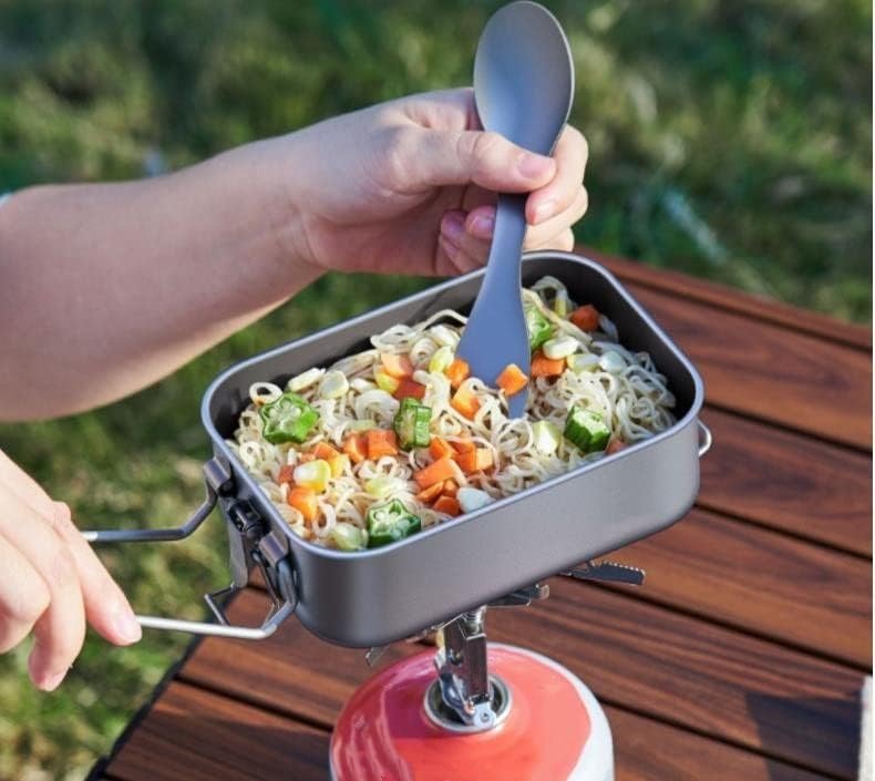 3PCS Outdoor Pure Titanium Lunch Box Multifunctional Portable Lunch Box (800ml A)