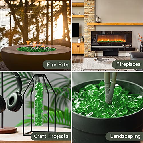 Mr. Fireglass 1/2-Inch Polygon Fire Glass For Fireplace Fire Pit & Lanscaping, 10 Pounds High Luster Emerald Green #TOP3