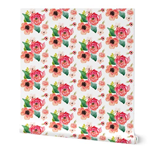 Spoonflower Commercial Grade Wallpaper 27ft x 2ft - Floral Dreams