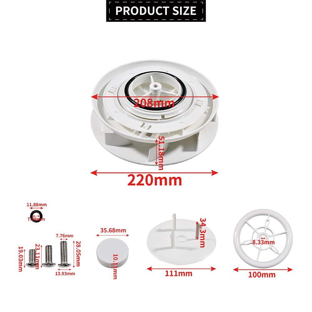 Petit Ventilateur Bas Profil Rotatif Aération Toit Compatible avec Fourgon Caravane de Bus Van Blanc