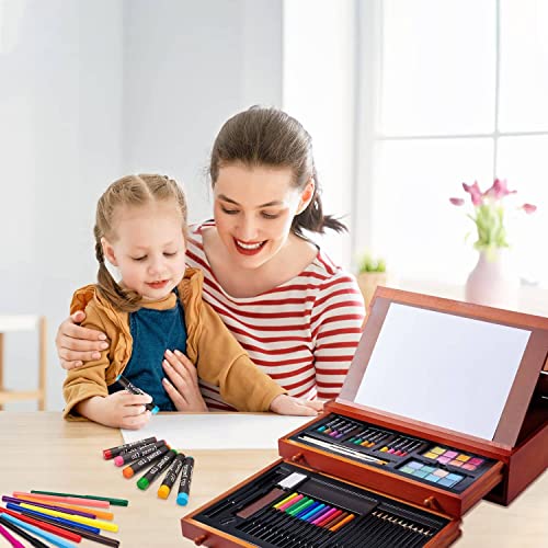 Art Supplies, 99 Pieces Wooden Art Set Painting Supplies with Watercolor Powder, Oil Pastels, Color Pencils, Portable… - Image 4