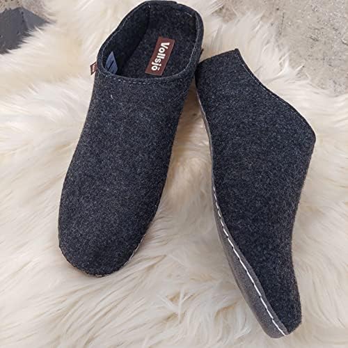 Vollsjö Women Slippers Made Of Felt, House Shoes Light Gray Shoes For Ladies, Comfortable House Footwear, Felt Slippers, Casual Shoes, Home Slippers, Made In The EU, 6, Grey-Green | Image 4