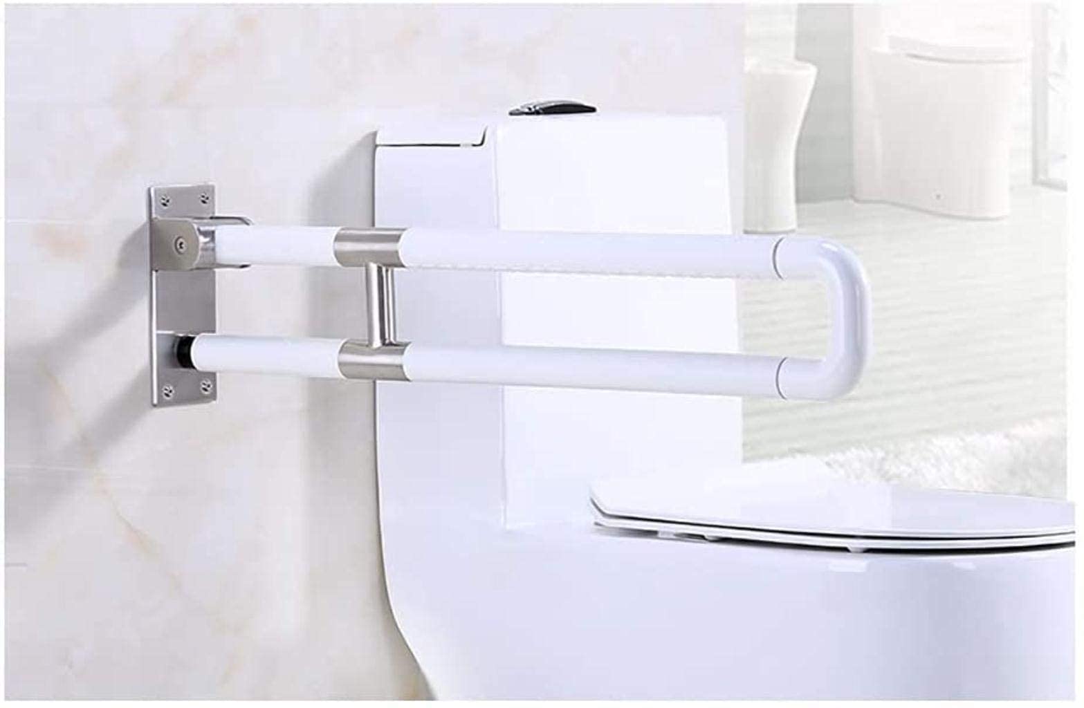 Corrimano Di Sicurezza, Sicurezza Pesante Flip-Up Sicurezza Disabili Bambino Incinta Donna Incinta Useliary Strumenti Ausiliari, Adatti per Scale, Corridoi, Bagni, Hotel, Ecc.,Bianco,60 Cm.