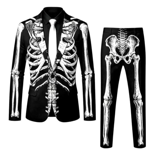 Skeleton Costume Men Halloween Suit For Adult Men Plus Size 2 Piece - image 4