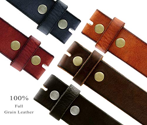 Genuine Full Grain One-Piece 100% Leather Plain Belt Strap with Snaps or Heavy-Duty Strap, 1-1/2" (38mm) Wide4