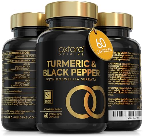 Advanced Turmeric and Black Pepper Capsules 3000mg, Boswellia & Black Pepper | ONE per Day | 2 Month Supply | Turmeric Capsules High Strength Locally Made in UK, The Tumeric Supplement Joints Love