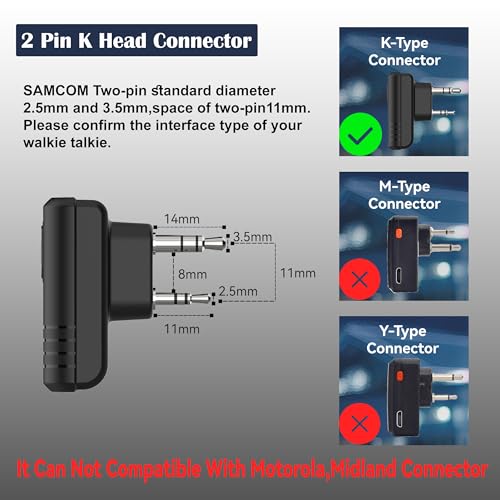 Image of SAMCOM BTEAR-02 Wireless Earpiece for FPCN10A /FPCN30A Radios, 1 Pack | 2 Pin Dongle Wireless Two Way Headset with Mic for K Connector Walkie Talkies (Radios not Inclued)