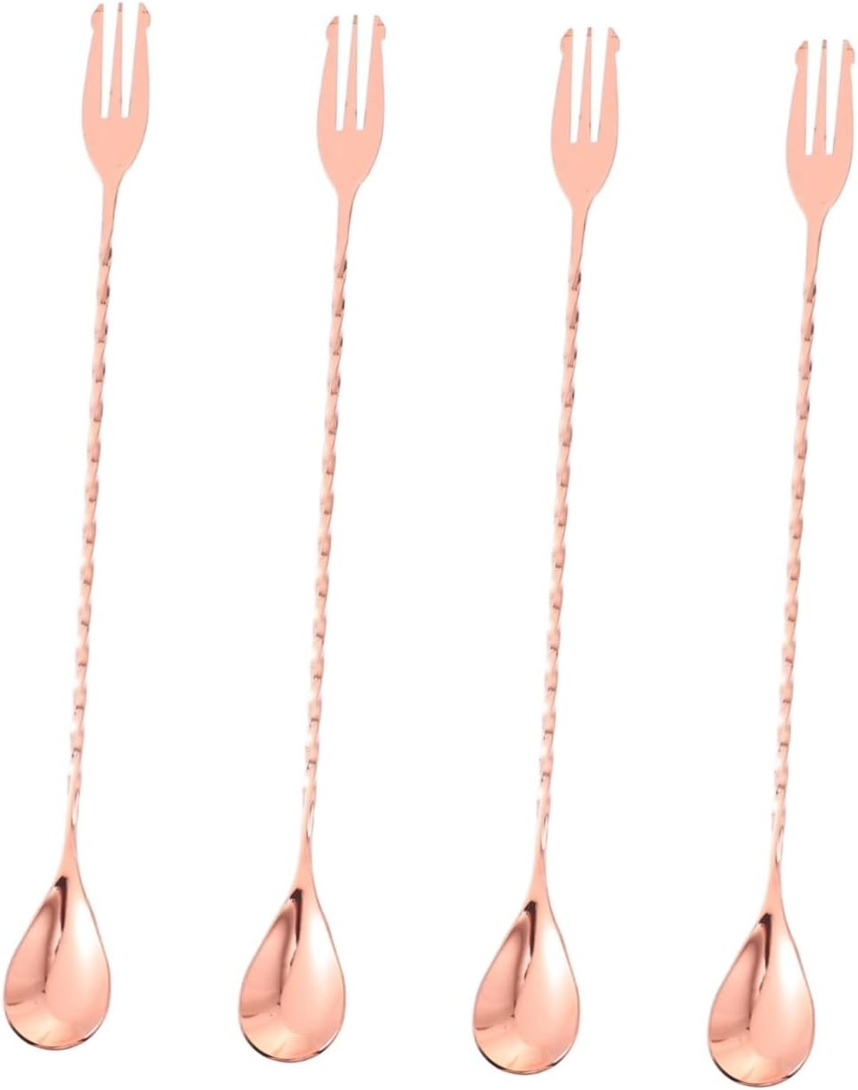 ABOOFAN 4pcs Cocktail Shaker Spoon Barware Stirring Spoon Long Handle Mixing Swizzle Stick Gold Stirrers