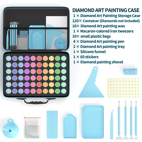 Image of VANSUNS Diamond Painting Storage Containers Kits, Thickened Waterproof Portable Bead Storage Boxes for Diamond Painting Accessories and Tools, 120 Round Bottles