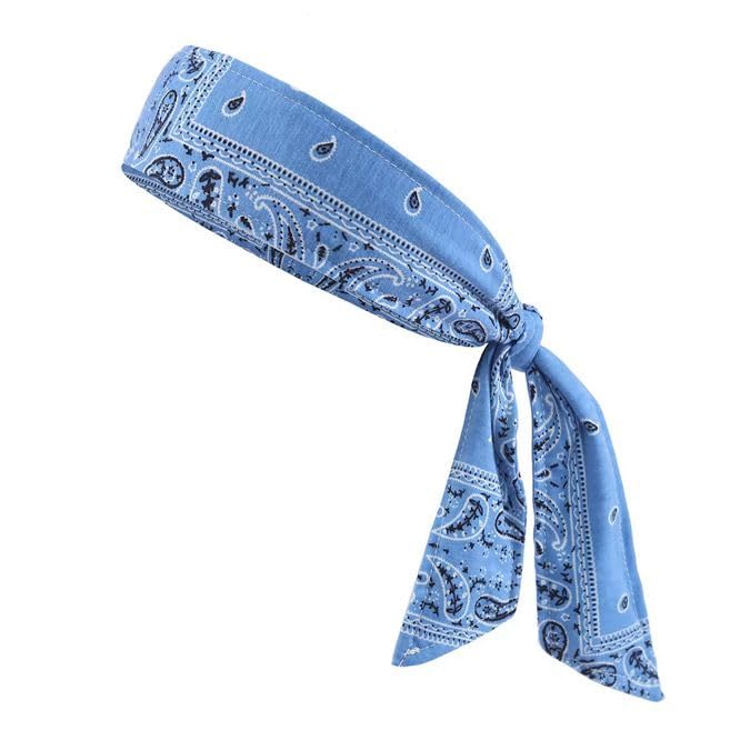 Image of Sweat Sweatband Headband Men, Ninja Headbands, Sports Head Tie, Mens Paisley Headband Long Hair, Athletic Head Band Blue
