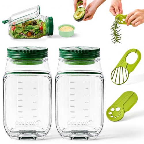 Image of Prepara Salad Set - Herbs n' Greens, Avocado Cool & 2 Salad Pods | BPA-Free, Ideal for Meal Prep, Snacks & Salads, Multi-Function Prep Tools, Includes 2.5 oz Leakproof Dressing Capsules