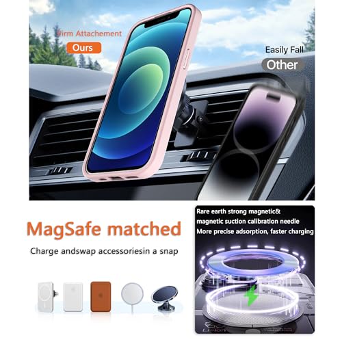 Image of Magnetic iPhone 12 /12Pro case,Compatible with Magsafe, Military-Grade Protection,Slim Translucent Matte Shockproof with Anti-Scratch Anti-Fingerprint Phone Cover (Pink, iPhone 12 /12Pro)