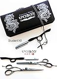 Kamisori Student Set 5.5" Hair Shear, 25 Tooth Thinner, Razor, & Bracelet (K10S-R) - Authorized Distributor