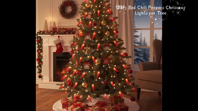 Chili Pepper String Lights Plug in, 13.6Ft 35 LED Red Chili Pepper