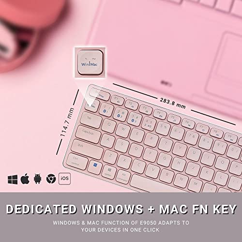 Image of RAPOO E9050 C-Type Rechargeable Bluetooth Wireless Multi-Device (4 Devices) Keyboard for Windows /iOS /Android,Tablet /Smartphone - 3 Years Warranty Pink