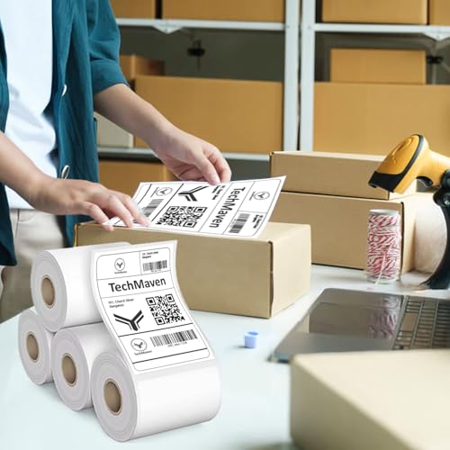 Image of 70gsm Thermal Label Printer Paper-4 inchx 6 inch(100 x 150 mm) Self Adhesive Stickers for Transfer Thermal Printing. Ideal for Shipping, Parcel, Barcode & Address Labels-400 Labels /Roll(Pack of 4)