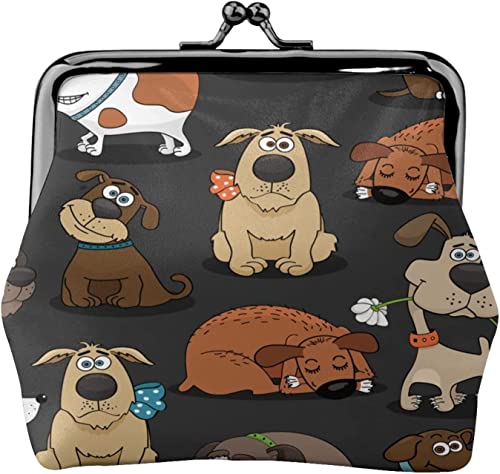 Funny Cartoon Animal Sleeping Dog Buckle Leather Coin Purses Vintage Pouch Kiss-Lock Change Purse Mini Wallets For Women Girls #TOP10