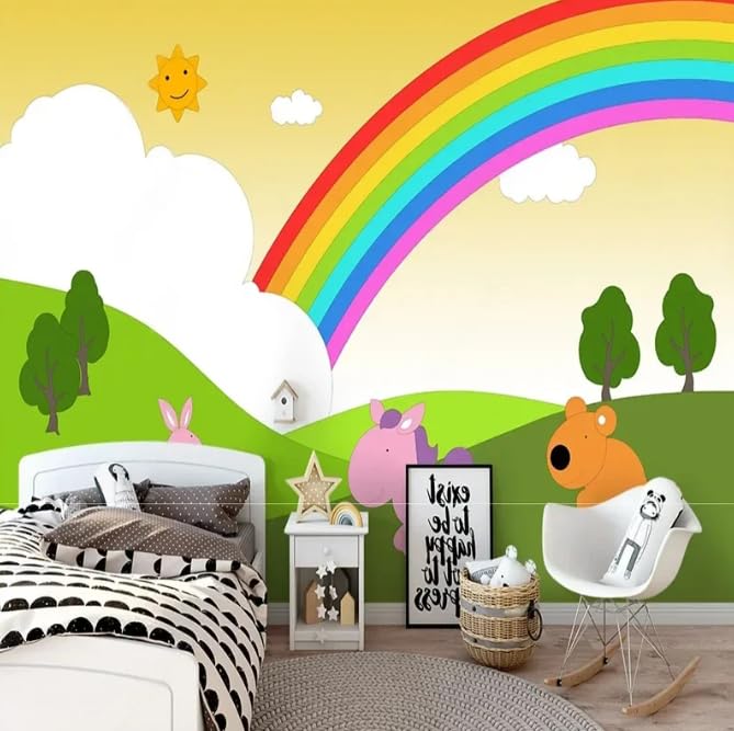 Papier peint 3D arc-en-ciel pour transformer une chambre de jeune en un espace de jeu créatif