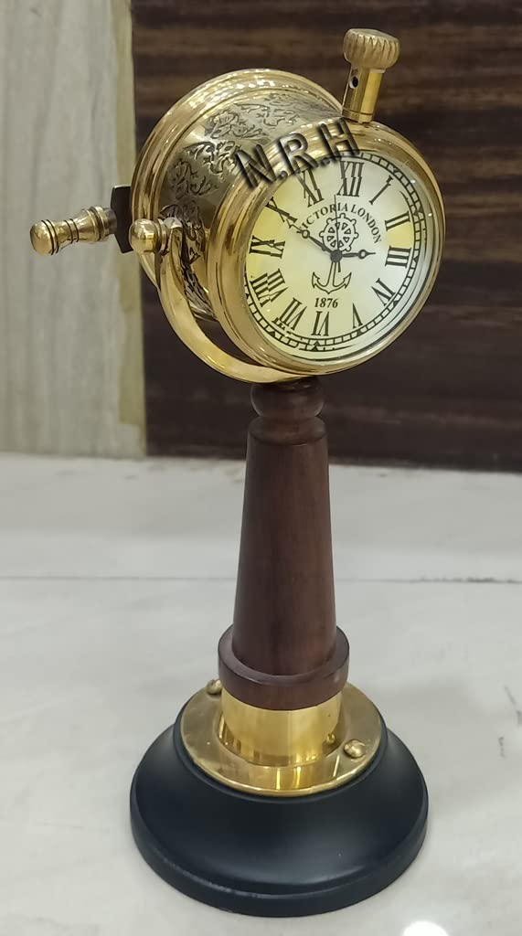 Maritime Nautical Brass Ship Telegraph with Top Side Clock 6