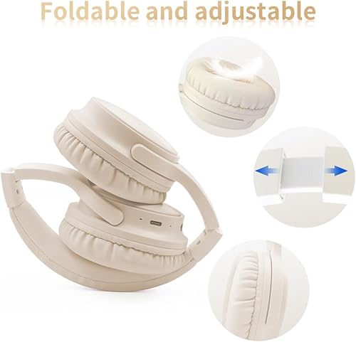 Miniatura 3 de SLuB Auriculares inalámbricos sobre la oreja, auriculares Bluetooth plegables, sonido estéreo HD, micrófono HD integrado, tiempo de reproducción de