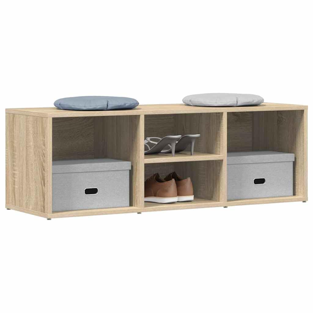 Szafka na buty, dąb Sonoma, materiał drewnopochodny, 105 x 35 x 35 cm, z 4 półkami, ławka do siedzenia, korytarz, garderoba, regał na buty, organizer do przechowywania