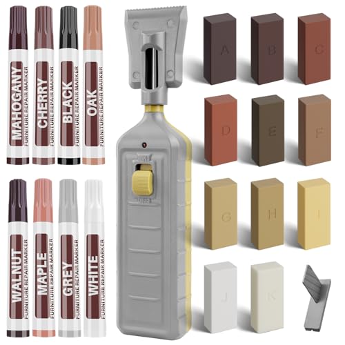 Laminate Vinyl Floor Repair Kit - Set of 22 Wood Floor Wax Furniture Touch Up Markers, Linoleum...