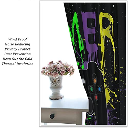 Gamepad Curtains For Boys Girls Kids Teens Colorful Game Controller Thermal Insulated Room Curtains For Living Room Playroom Window Drapes 2 Panels Set, 42X45 Inch Decor #TOP5