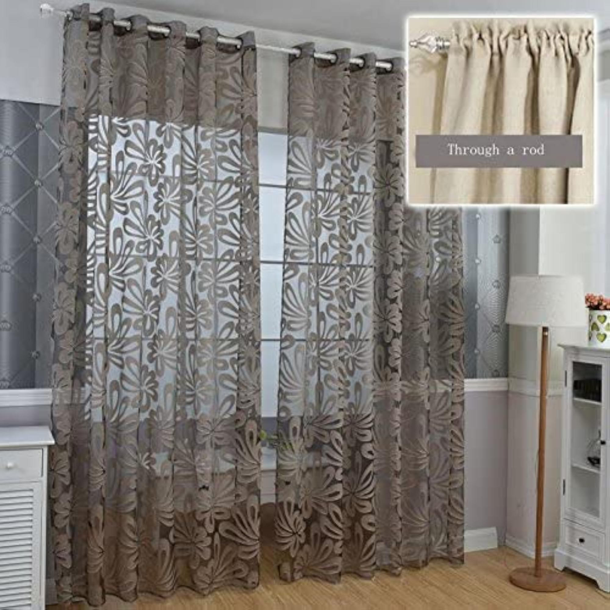 Red Flower Window Screening Decor for Home