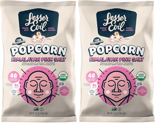 Image of LesserEvil Popcorn, Himalayan Pink Salt, 4.6 Oz (Pack of 2)