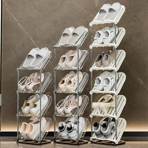 Image of Cortina Shoe Rack Vertical Shoes Racks for Entryway Corner Shoe Storage Organizer for Small Spaces Transparently Tall Slim Shoe Shelf for Front Door Entrance Living Room - 4 Layer