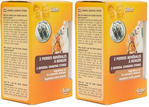 Aime Pierre minérale à ronger pour rongeurs 200G, Contient Minéraux, Calcium et Phosphore (Lot de 2)