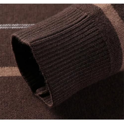 Men's Pullover Round Neck Long Sleeve Contrast Solid Stripe Knitted Sweater Tops4