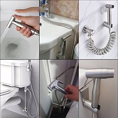 Toilet Stainless Steel Handheld Bidet Spray Shower Flushing Device Pet Bathroom Hand Sprayer Nozzle Showers Head Self Cleaning — view 3