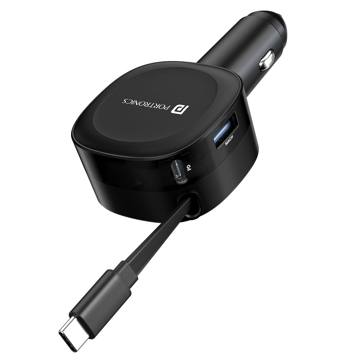 Portronics Car Power Flexo, 3-in-1 60W Car Charger, Retractable Cable (30W Type-C PD), Dual Port (18W USB Type-A,30W Type-C), Real Time Voltage Display, for Power Bank, Phones, Tablets, Earbuds-image-28